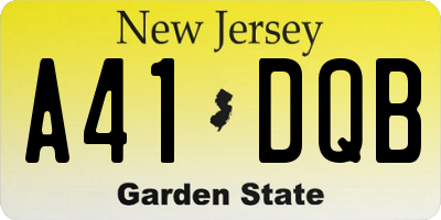 NJ license plate A41DQB