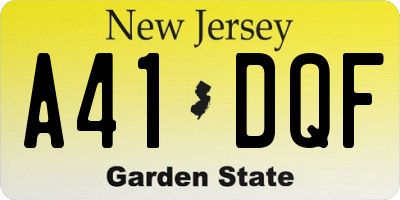 NJ license plate A41DQF