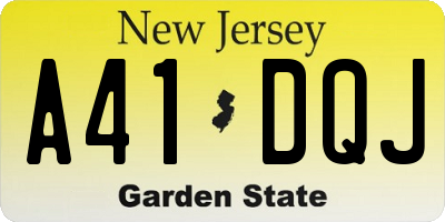 NJ license plate A41DQJ