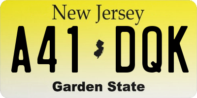 NJ license plate A41DQK