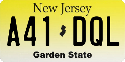 NJ license plate A41DQL