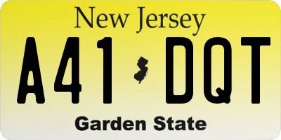 NJ license plate A41DQT