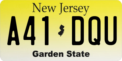 NJ license plate A41DQU