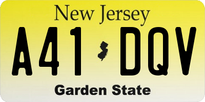 NJ license plate A41DQV