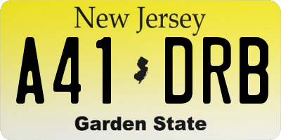 NJ license plate A41DRB