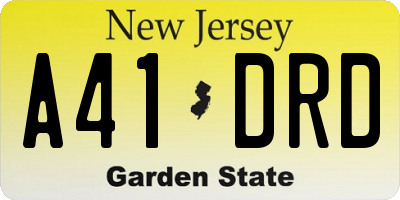 NJ license plate A41DRD