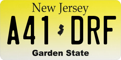 NJ license plate A41DRF