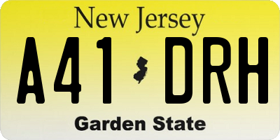 NJ license plate A41DRH