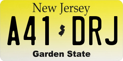 NJ license plate A41DRJ