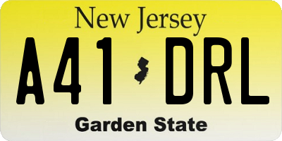 NJ license plate A41DRL