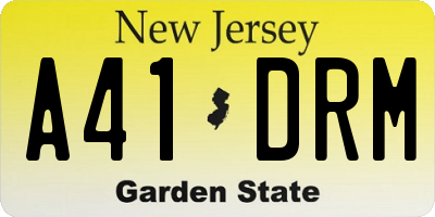 NJ license plate A41DRM