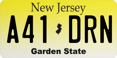 NJ license plate A41DRN
