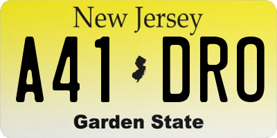 NJ license plate A41DRO