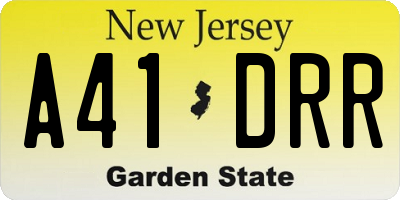 NJ license plate A41DRR