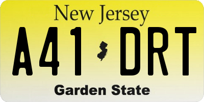 NJ license plate A41DRT