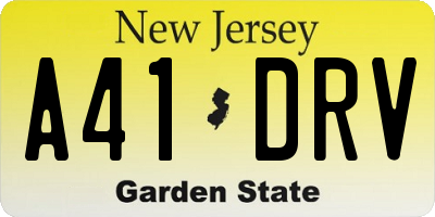 NJ license plate A41DRV