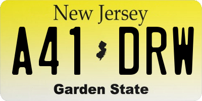 NJ license plate A41DRW