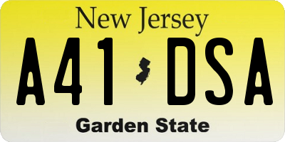 NJ license plate A41DSA
