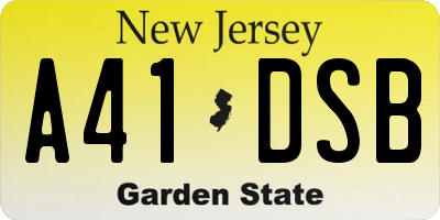 NJ license plate A41DSB
