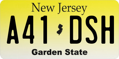 NJ license plate A41DSH