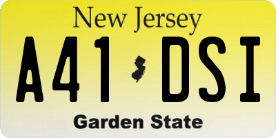 NJ license plate A41DSI