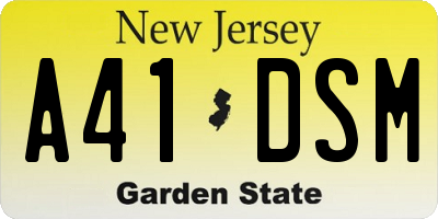 NJ license plate A41DSM