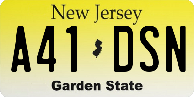 NJ license plate A41DSN