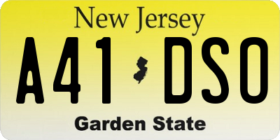 NJ license plate A41DSO