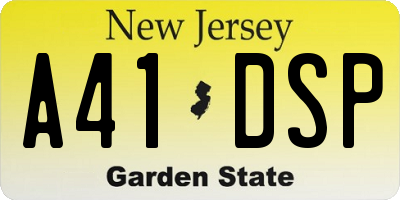NJ license plate A41DSP