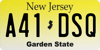 NJ license plate A41DSQ