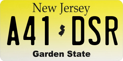 NJ license plate A41DSR