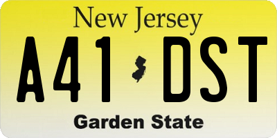 NJ license plate A41DST