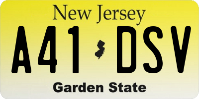 NJ license plate A41DSV