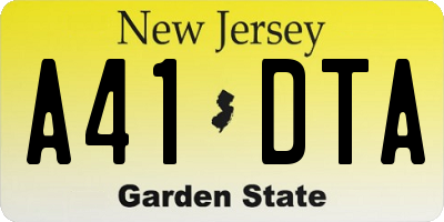 NJ license plate A41DTA
