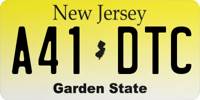 NJ license plate A41DTC