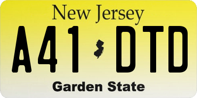 NJ license plate A41DTD