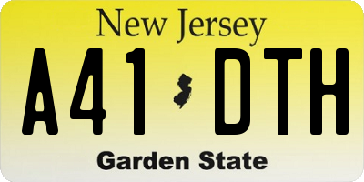 NJ license plate A41DTH