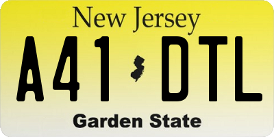 NJ license plate A41DTL