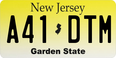 NJ license plate A41DTM