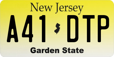NJ license plate A41DTP