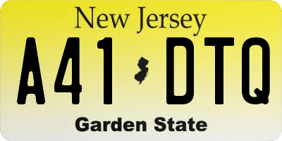 NJ license plate A41DTQ