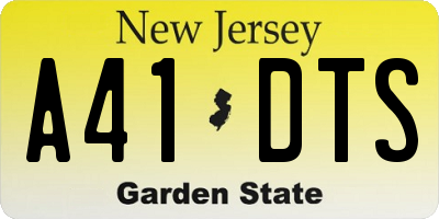 NJ license plate A41DTS