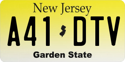 NJ license plate A41DTV