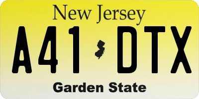 NJ license plate A41DTX