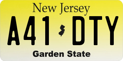 NJ license plate A41DTY