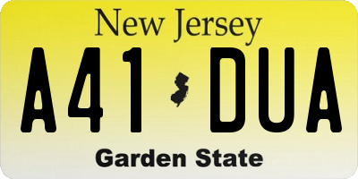NJ license plate A41DUA