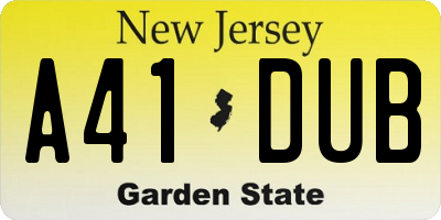 NJ license plate A41DUB