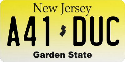 NJ license plate A41DUC