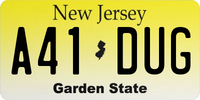 NJ license plate A41DUG