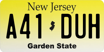 NJ license plate A41DUH